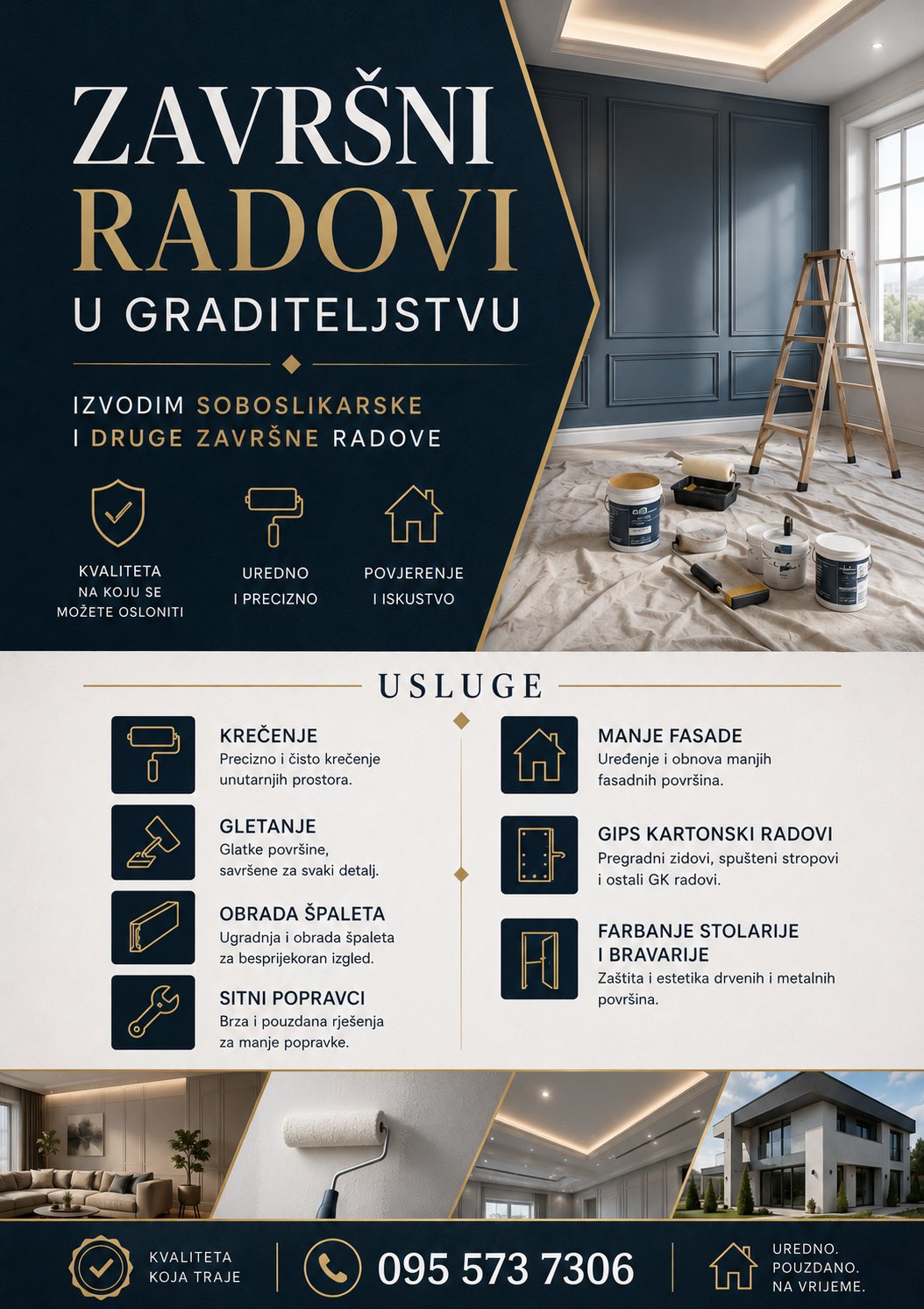 Izvodim soboslikarske i ostale zavrsne radove.