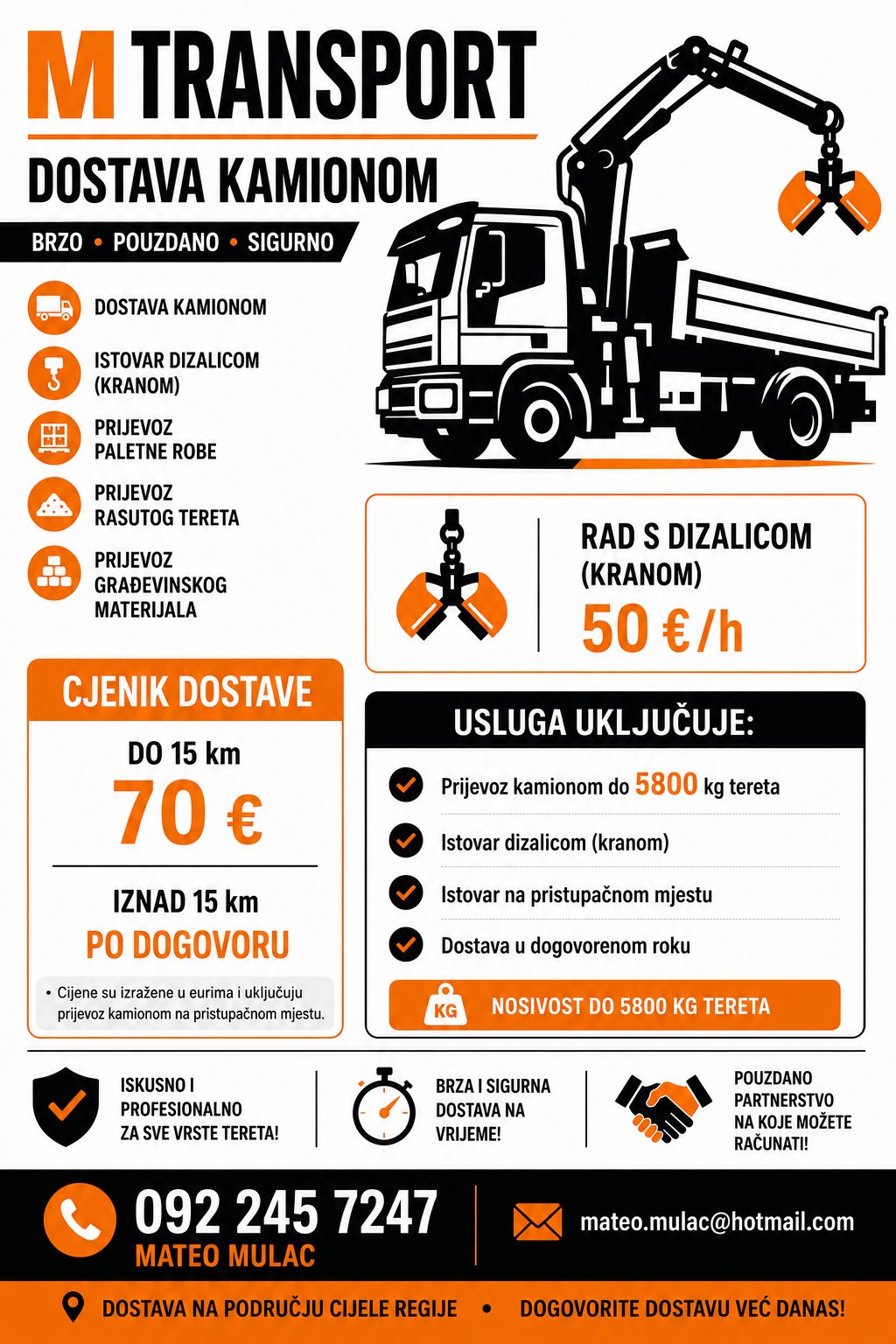 🚛 Profesionalan prijevoz i istovar tereta kamionom s dizalicom (kranom). Nudimo: ✅ Prijevoz građevinskog materijala ✅ Prijevoz rasutog tereta (pijesak, šljunak, zemlja) ✅ Istovar i utovar dizalicom (kranom) ✅ Dostavu paletirane robe ✅ Odvoz građevinskog otpada i šute ✅ Brzu, sigurnu i pouzdanu uslugu - 1