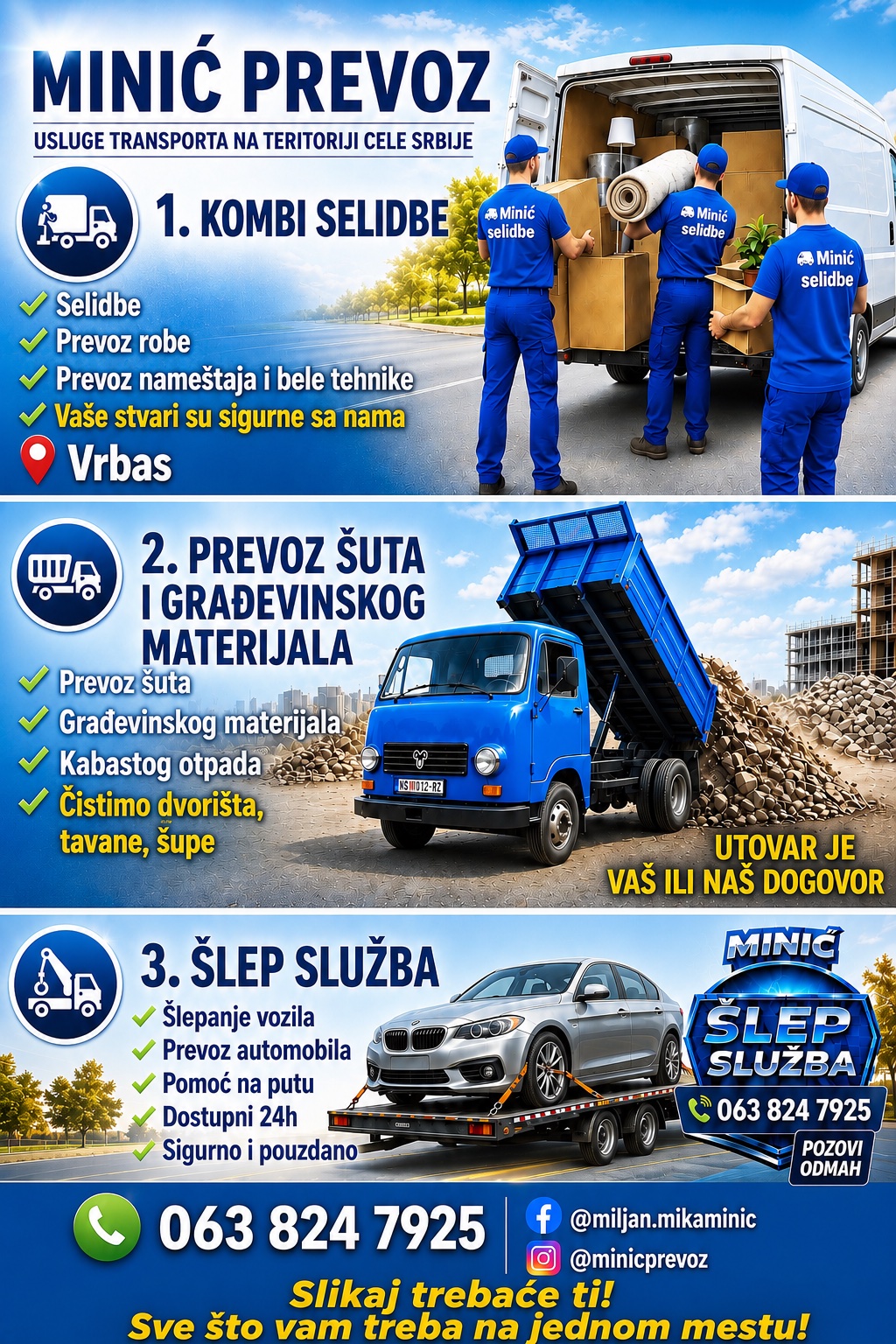Selidbe prevoz robe,prevoz kabastog materijala,šlep sluzba 00-24 - 1