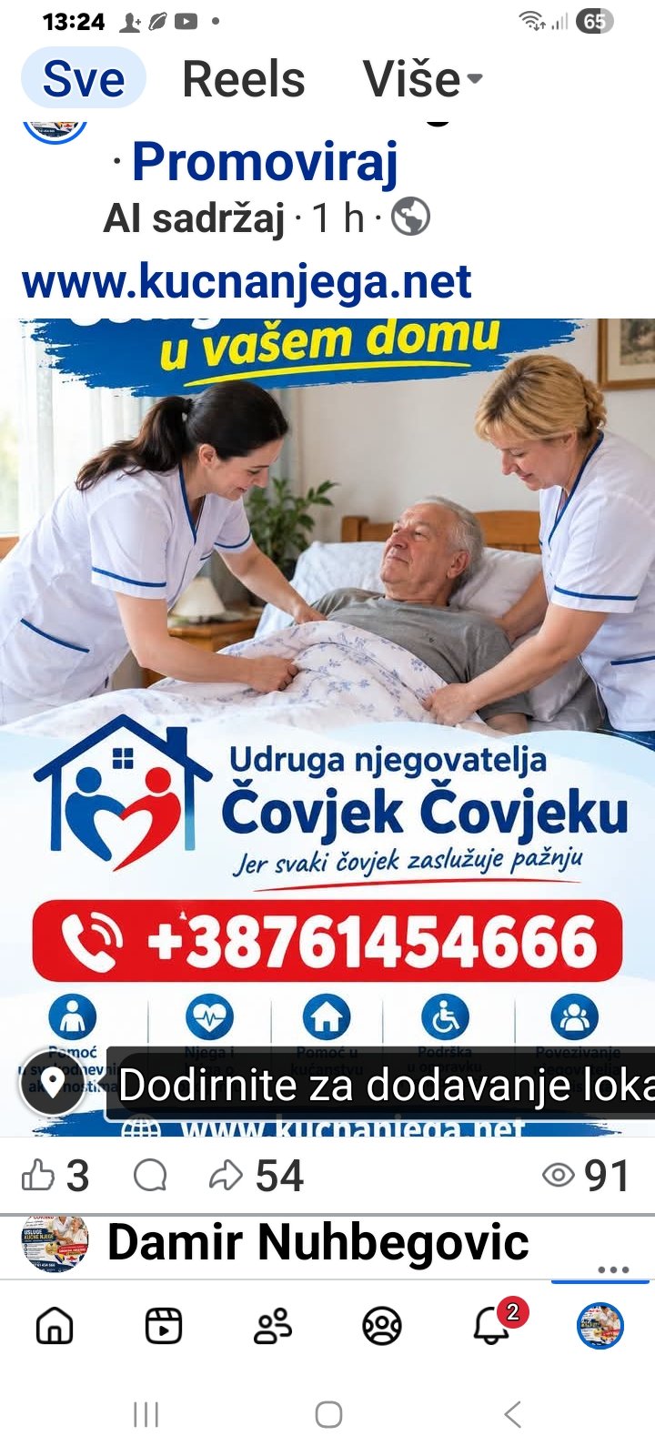 usluga kućne njege starih bolesnih i iznemoglih